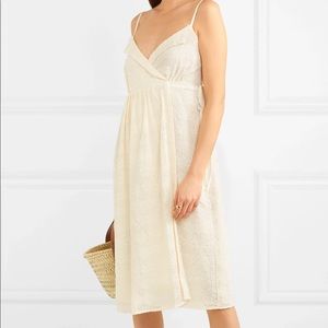 Madewell Embroidered Pleated Wrap Dress